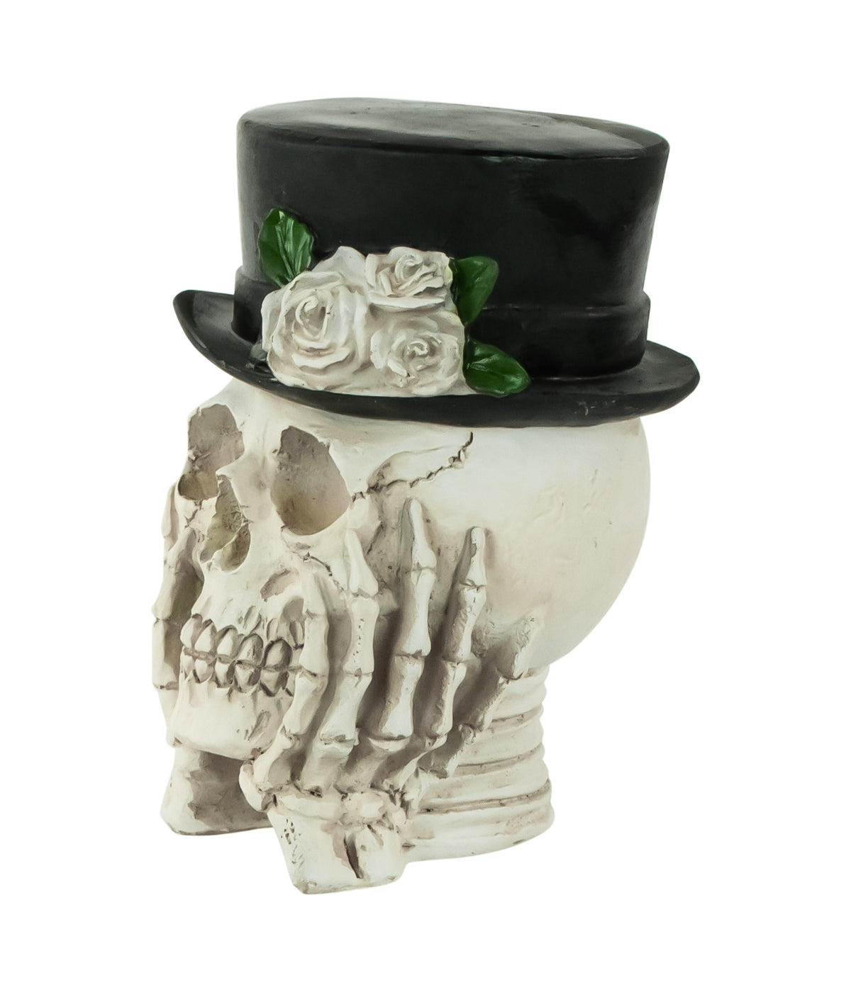Skull with Top Hat and Roses Halloween Decoration