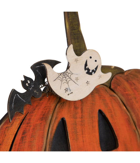 Jack-O-Lantern with Ghost and Bat Halloween Decoration