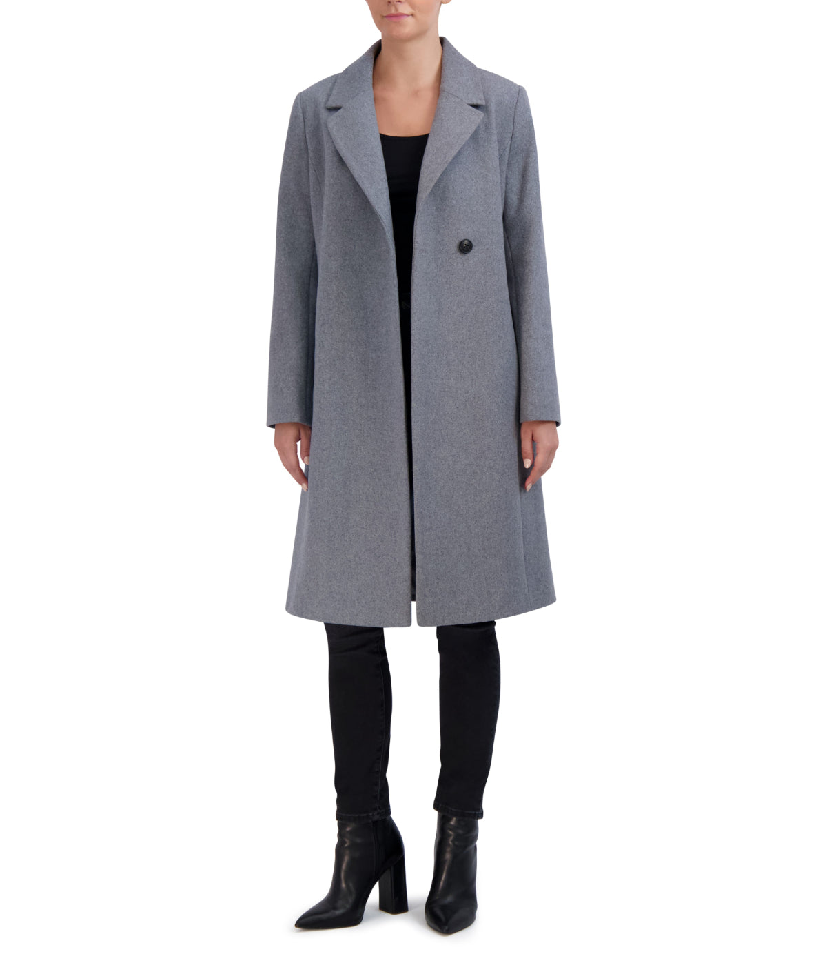 Asymmetrical Wool Blend Coat Light Grey - Main Image