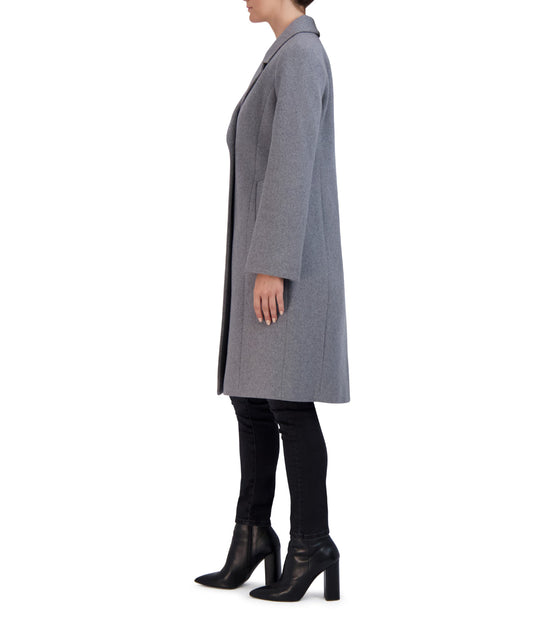 Asymmetrical Wool Blend Coat Light Grey
