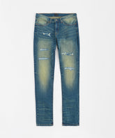 Skinny Rip and Repair Denim Pants - Vintage Blue
