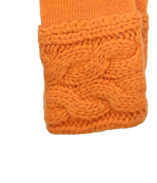 Gloves With Cables On Cuff Mandarine