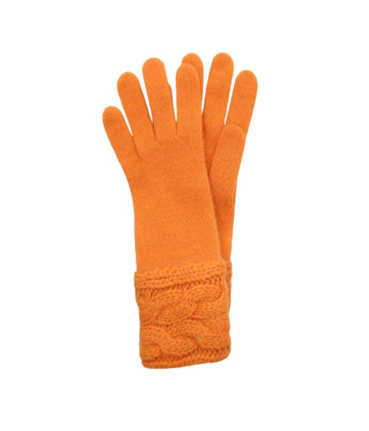 Gloves With Cables On Cuff Mandarine