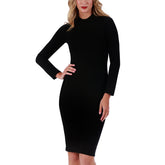 InstantFigure Mock Neck Long Sleeve Short Dress 16920D