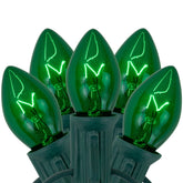 25-Count C7 Transparent Green Christmas Light Set 24 Ft Green Wire
