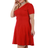 InstantFigure Curvy Plus Size Short V-Neck Panel Dress 16808MC
