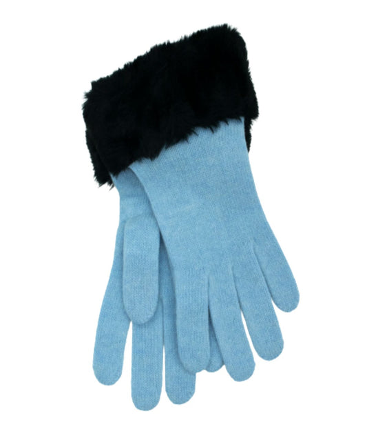Gloves With Faux Fur Cuff Dream Blue