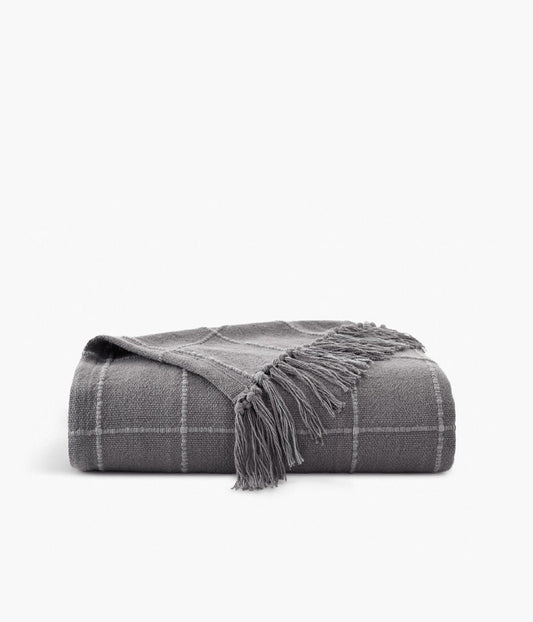 Truly Soft Windowpane Organic Throw Blanket Grey