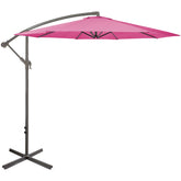 10ft Offset Outdoor Patio Umbrella With Hand Crank  Pink