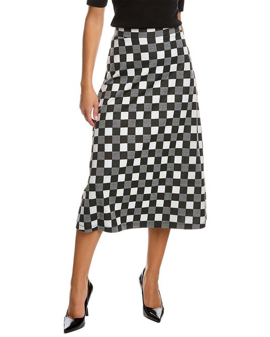 Gingham A-Line Midi Skirt