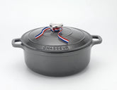 French Enameled Cast Iron Round Dutch Oven, 6.25-Quart, Caviar Grey