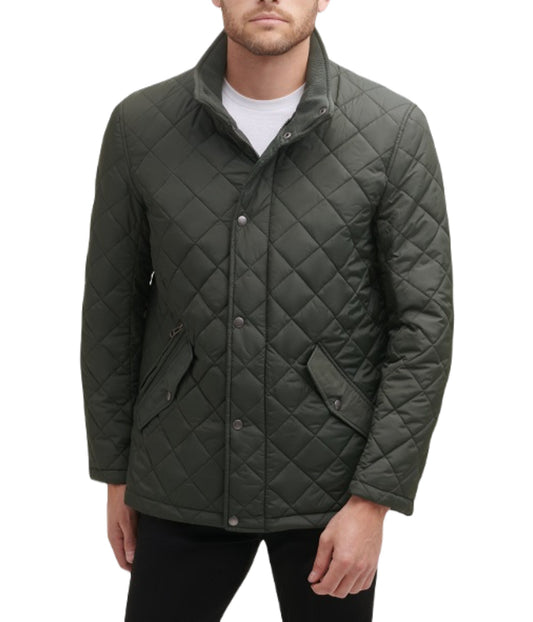 Mens Quilted Barn Coat Dk Green