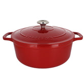French Enameled Cast Iron Round Dutch Oven, 6.25-Quart, Red