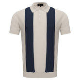 Men's Retro-Inspired Knitted Polo Shirt WHITE/NAVY