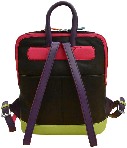 Leather Multicolor Backpack Black Brights