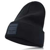 Vintage Havana Black Beanie for Women & Men | Thick Cuffed Knitted Winter Hat Beanies Unisex Skull Caps| Vintage Logo Patch