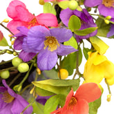 Wild Flowers and Berries Artificial Spring Twig Wreath  Pink and Yellow - 20-Inch