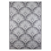 4' X 6' Gray and White Fan Leaf Rectangular Outdoor Area Rug