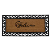 Black and Natural Coir Rectangular "Welcome" Doormat 22" X 48"