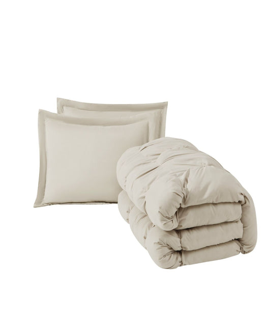 Truly Soft Cloud Puffer Comforter Set Beige