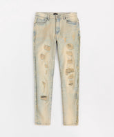 Skinny Fit Rip and Repair Denim Pants - Light Blue