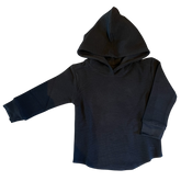 Onyx Waffle Knit Hooded Pullover