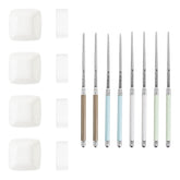 Mother of Pearl Colored Chopsticks, Ceramic Rests and Sauce Bowls, Set of 4 Pairs