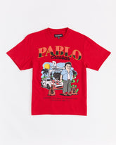 Plus Size Pablo Cartoon Applique Short Sleeve Tee - Red