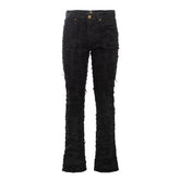 Patchwork Distressed Heritage Fit Denim Jeans -Century Penthouse BLACK