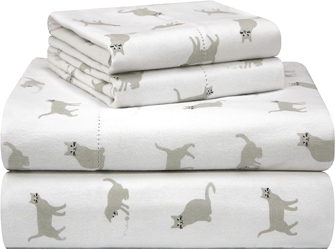 Fun Print Flannel Sheet Sets - Cats