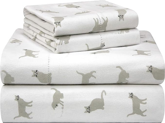 Fun Print Flannel Sheet Sets - Cats
