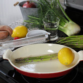 French Enameled Cast Iron 11-Inch Oval Casserole, Red-CI_3602R