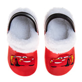 Disney Cars Lightning Mcqueen Fuzzy Fleece Lined Clogs for Boys Winter Warm Plush Garden Shoes (Toddler)