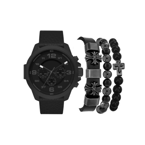 Analog Watch-Cross Bracelet Set