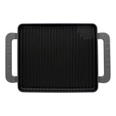 French Rectangular Enameled Cast Iron Grill, 10-Inch, Caviar Grey