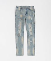 Skinny Fit Rhinestone Denim Jeans - Dark Blue