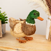 Standing Woodland Burlap Duck Spring Figure - 11.5" - Tan  Brown and Green