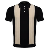Men's Retro-Inspired Knitted Polo Shirt BLACK/WHITE