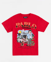Pablo Cartoon Applique Short Sleeve Tee - Red RTD
