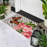 Coir Rose With a Butterfly Chevron Spring Door Mat 18" X 30"