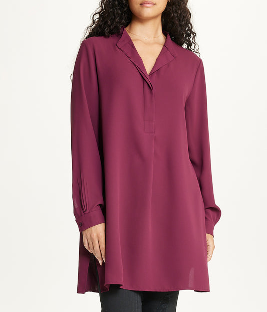 Long Sleeve Pop-Over Tunic With Covered Placket