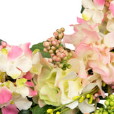 Hydrangea  Berry and Fern Artificial Spring Floral Wreath  Pink - 20-Inch