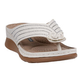 Women's Amari White Flower Thong Flat Comfort Sandals