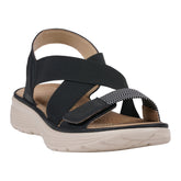 Women's Ariel Black Elastic Comfort Flat Sandals