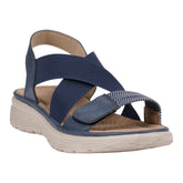 Women's Ariel Navy Elastic Comfort Flat Sandals