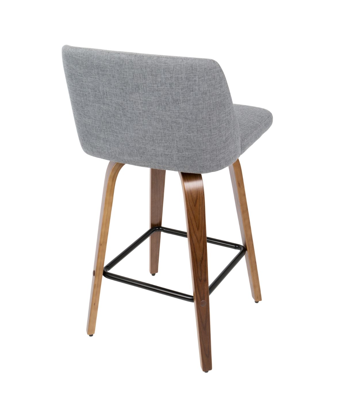 Toriano Counter Stool with Square Footrest - Set of 2 Walnut, Grey & Black