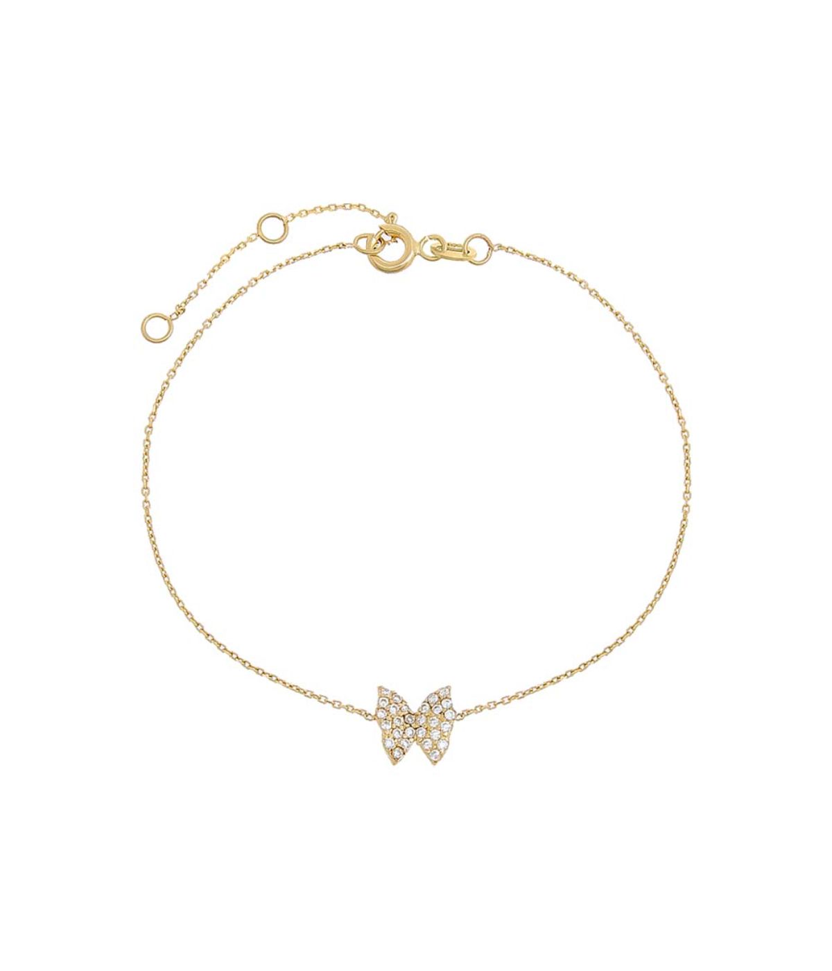 Cz Pave Butterfly Bracelet 14K Gold