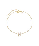 Cz Pave Butterfly Bracelet 14K Gold