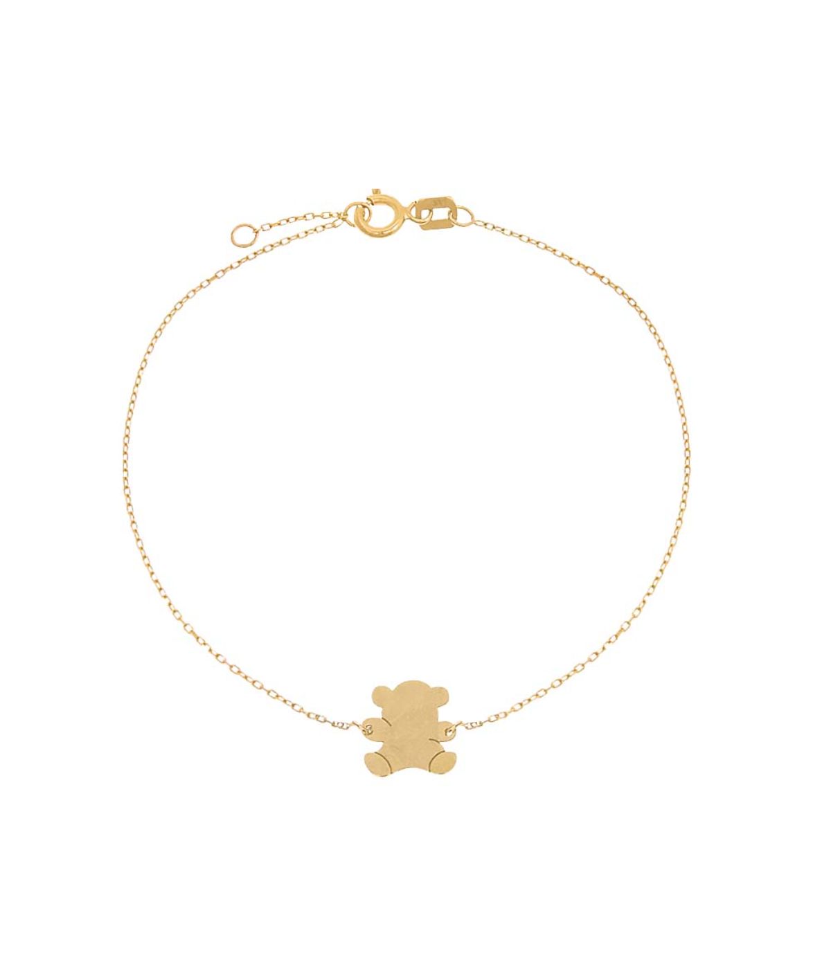 Solid Mini Teddy Bear Bracelet 14K Gold