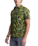 Sayool Men’s Woven Short Sleeve Shirt in Leaf Print